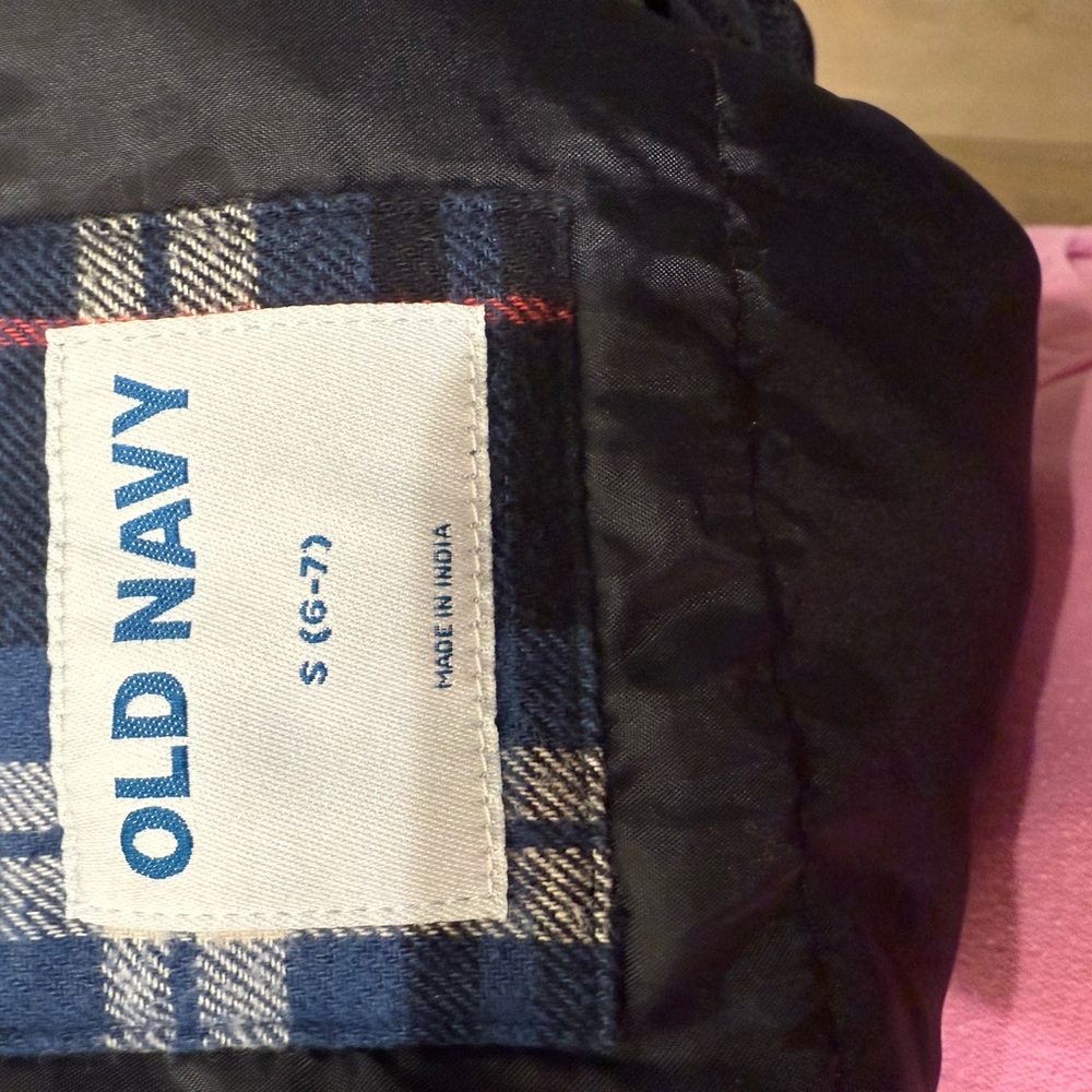 Old Navy Kids Plaid Hoodie in Blue and Black Size 6/7 - Picture 3 of 3